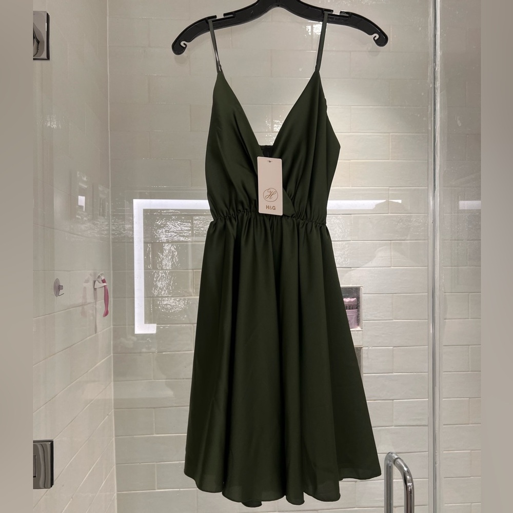 Dark Green Silk Dress